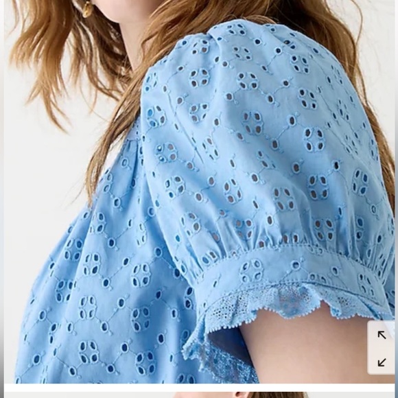 J. Crew Blue Eyelet Blouse - Picture 3 of 8